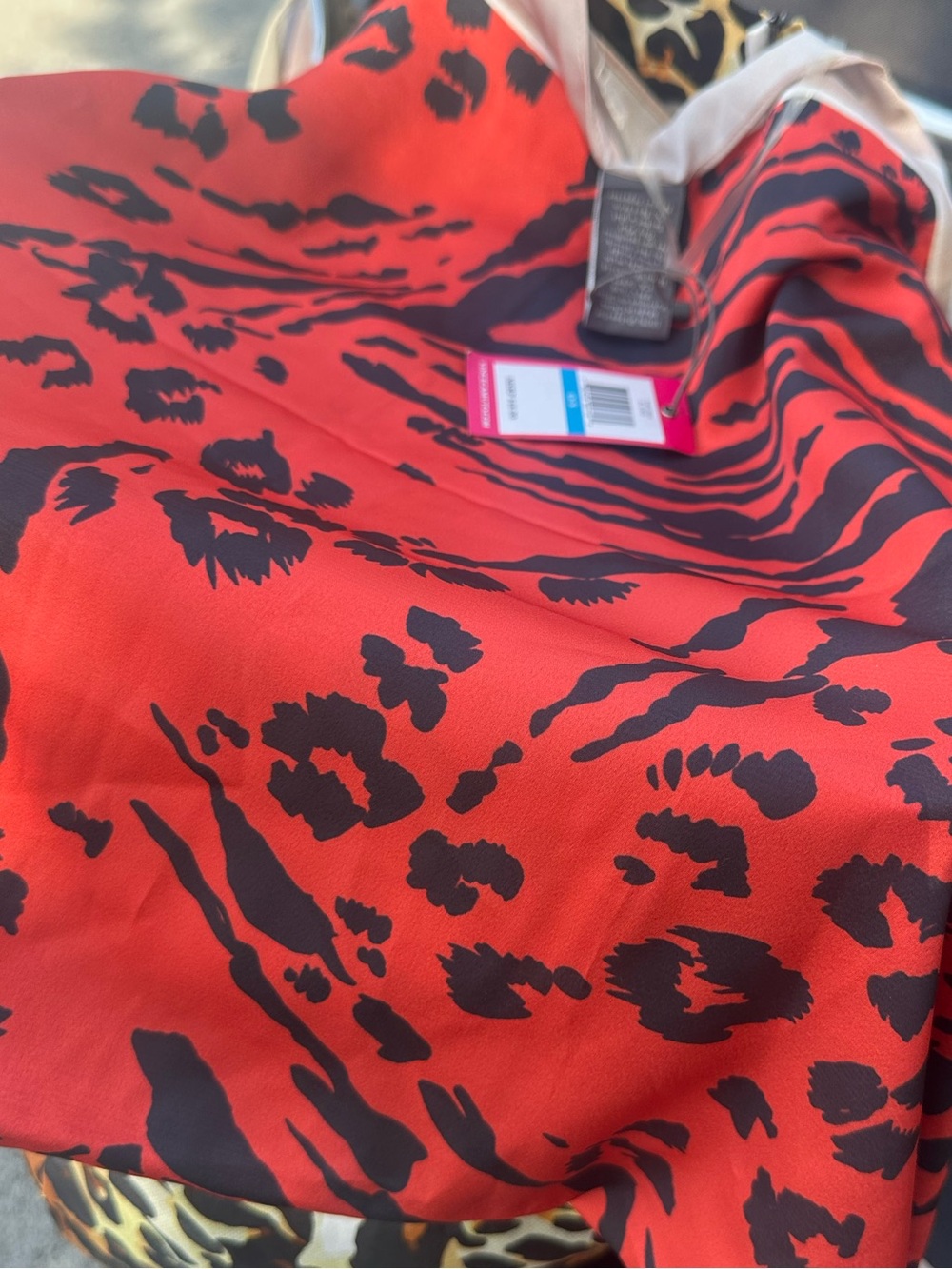 Red & Black Animal Print Slip Top